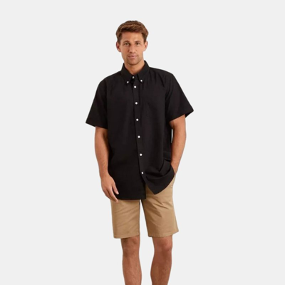 Burton Mens Oxford Plus And Tall Short-sleeved Shirt In Black