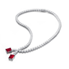 Genevive Sterling Silver With Colored Cubic Zirconia Two-stone Tennis Necklace In Red