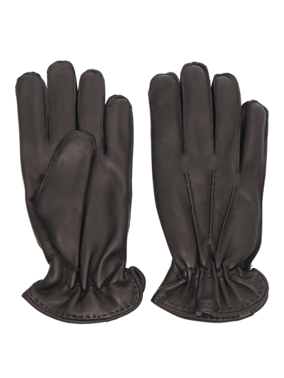 Orciani Leather Gloves In Black