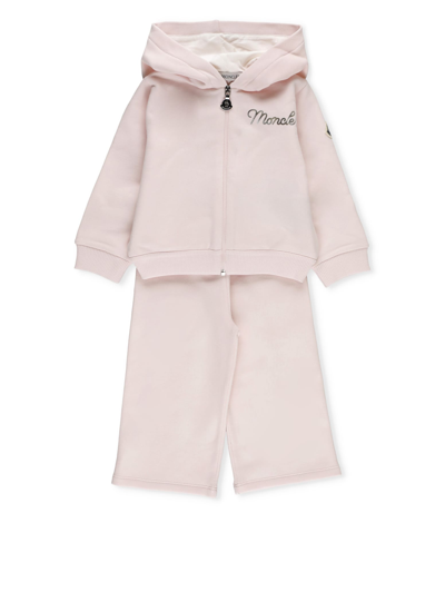 Moncler Kids' Cotton Two Pieces Jumpsuit In Pink