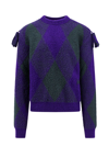 Burberry Wool Sweater With Jacquard Processing In Purple