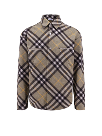 Burberry Wool Blend Overshirt In Neutrals