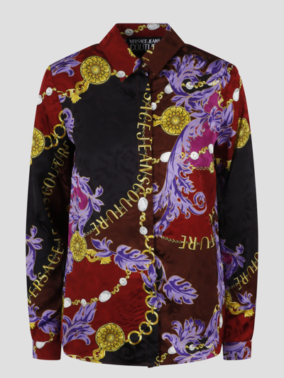 Versace Jeans Couture Chain Couture-print Long-sleeve Shirt In Multi