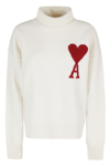 Ami Alexandre Mattiussi Red Adc Sweater In White Red