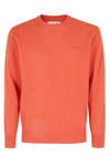 Mc2 Saint Barth Man Orange Stretch Wool Sweater With St. Barth Embroidery In Emb Sb Orange