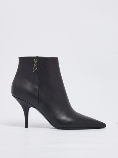 Patrizia Pepe Heeled Leather Ankle Boots In Black