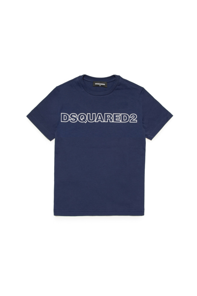 Dsquared2 Kids' D2t948u Relax T-shirt Dsquared Crew-neck, Short-sleeved, Cotton Jersey T-shirt. Fit: Relaxed Fit, Re In Blu