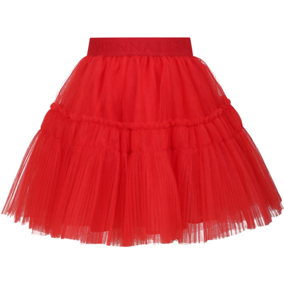 Monnalisa Kids' Red Skirt For Girl With Logo