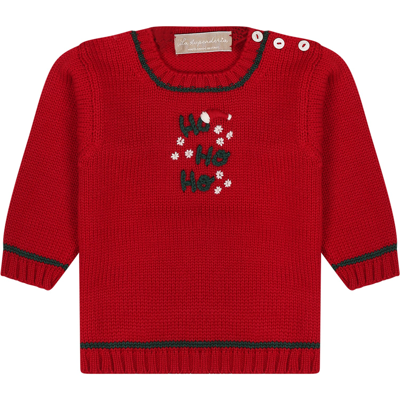 La Stupenderia Red Sweater For Baby Boy With Writing