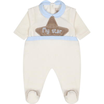 La Stupenderia White Babygrow For Baby Boy With Star