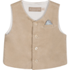 LA STUPENDERIA BEIGE WAISTCOAT FOR BABY BOY