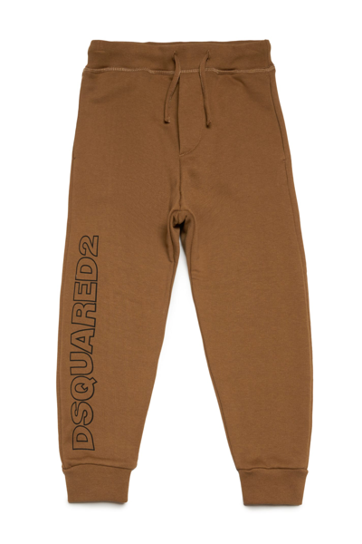 Dsquared2 Kids' Logo-print Cotton Track Pants In Brown