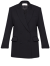 Valentino All-over Monogram Virgin Wool And Silk Double Breasted Blaze In Black