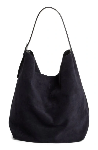 Totême Belt Pebble-grain Leather Hobo Bag In 200 Black Grain