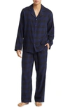 Nordstrom Plaid Flannel Pajamas In Navy Peacoat Love Plaid