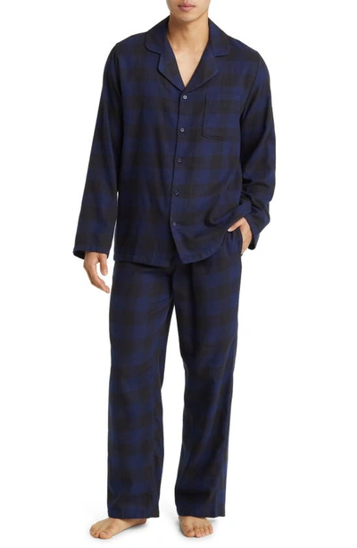 Nordstrom Plaid Flannel Pajamas In Navy Peacoat Love Plaid