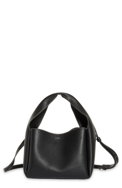 Totême Toteme Leather Bucket Bag In Black Grain