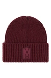Mackage Men's M-logo Patch Beanie Hat In Garnet