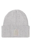 Mackage Men's M-logo Patch Beanie Hat In Light Grey Melange