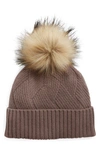 Nordstrom Recycled Cashmere Pom Beanie In Grey Dark Heather  display picture 2