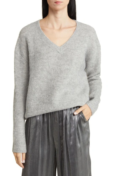 Nordstrom Fuzzy Sparkle Sweater In Grey Heather- Silver Lurex