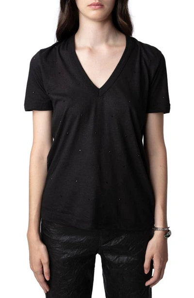 Zadig & Voltaire Wassa Diamante T-shirt In Black