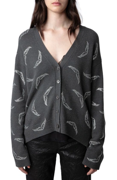 Zadig & Voltaire Crystal-embellished Wing-motif Cardigan In Multi