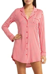 Nordstrom Moonlight Eco Nightshirt In Red Barbados Ticking Stripe