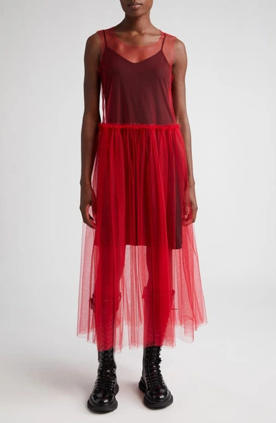 Noir Kei Ninomiya Sheer Tulle Dress In Red