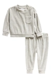 Nordstrom Babies'  Velour Top & Joggers Set In Grey Light Heather