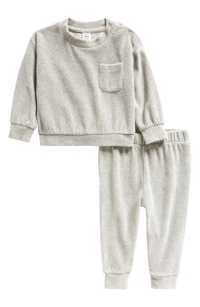 Nordstrom Babies' Velour Top & Joggers Set In Grey Light Heather