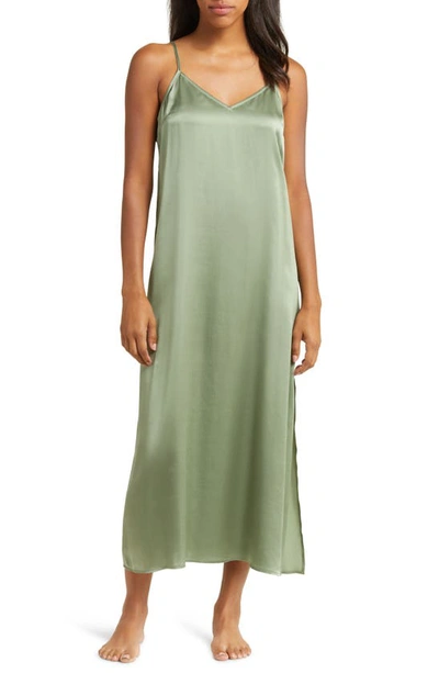 Nordstrom Washable Silk Nightgown In Green Dune