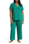 Nordstrom Moonlight Crop Pajamas In Green Evergreen Big Dot