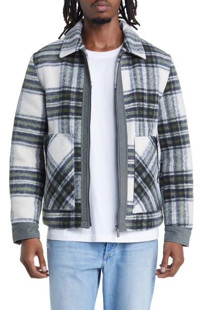 Native Youth Men's Padded Zip-front Check Coach Jacket In Green | ModeSens