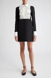 Valentino Crepe Couture Mini Dress With Ruffle Bib In Black