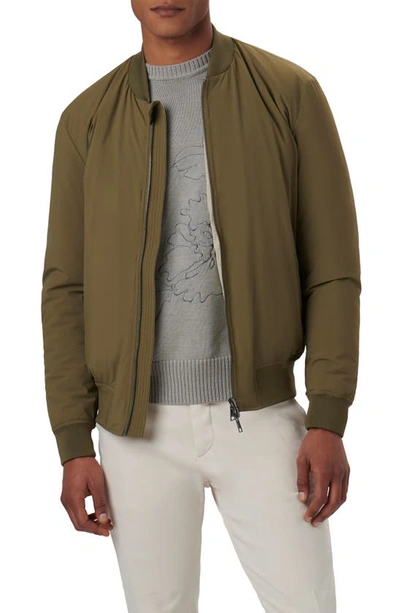 Bugatchi Water Resistant Reversible Bomber Jacket In Khaki