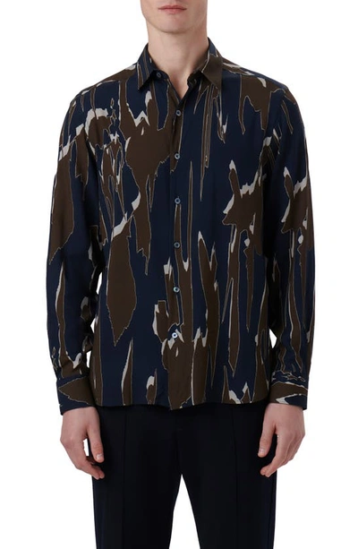 Bugatchi Men's Printed Button-front Shirt In Navy