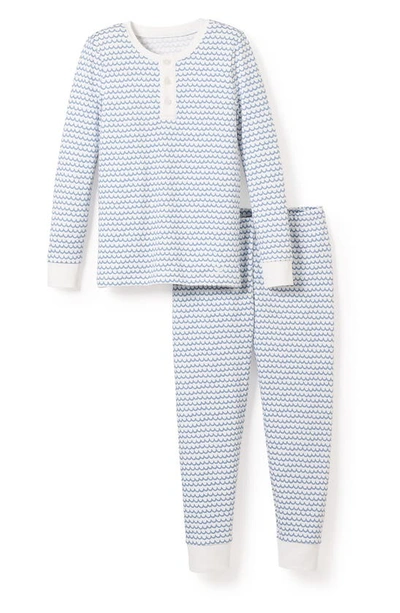 Petite Plume Kids' Wave Stripe Fitted Two-piece Pima Cotton Pajamas In La Mer