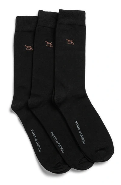 Rodd & Gunn Dry Plains 3-pack Cotton Blend Crew Socks In Onyx