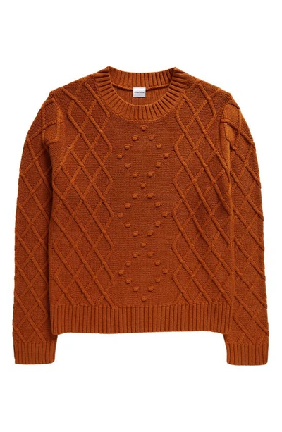 Nordstrom Kids' Mix Stitch Cotton Crewneck Sweater In Rust Pecan