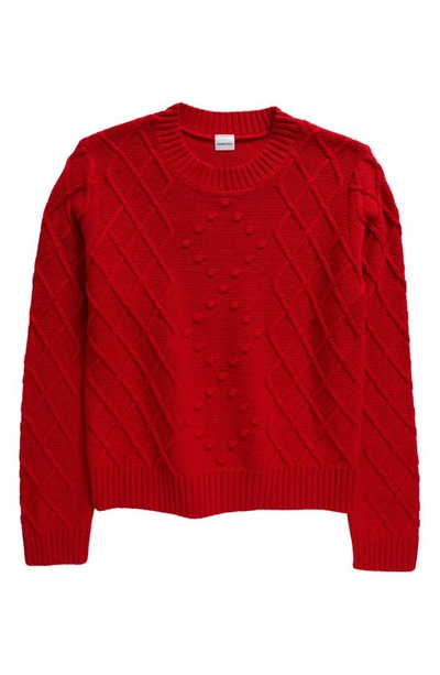 Nordstrom Kids' Mix Stitch Cotton Crewneck Sweater In Red Barbados