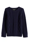 Nordstrom Kids' Cable Cotton Blend Sweater In Navy Peacoat
