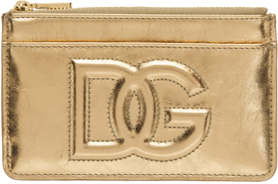 Dolce & Gabbana Gold Medium Dg Logo Card Holder In 8h945 Oro