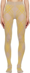 BURBERRY BEIGE & YELLOW CHECK TIGHTS