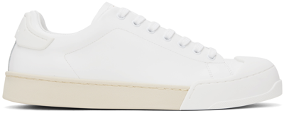 Marni Logo-debossed Tonal Leather Sneakers In White