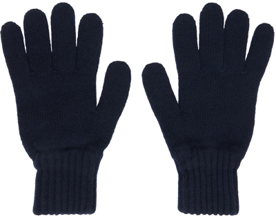 Drake's Navy Lambswool Gloves In 250 Navy