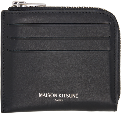 Maison Kitsuné Black Zipped Card Holder In P199 Black