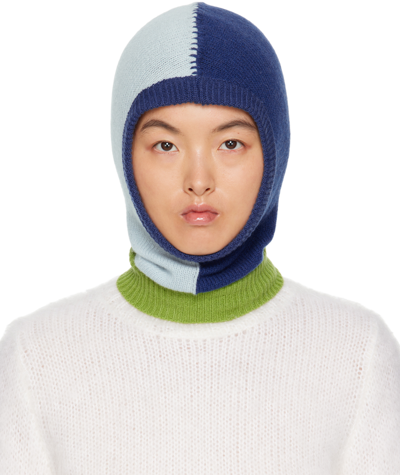 Marni Blue & Green Colourblock Balaclava In Cbb20 Illusion Blue