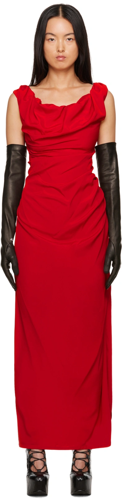 Vivienne Westwood Ginnie Draped Maxi Dress In Red