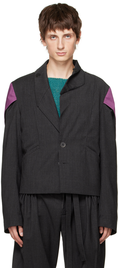 Kiko Kostadinov Gray Megara Blazer In Charcoal Grey